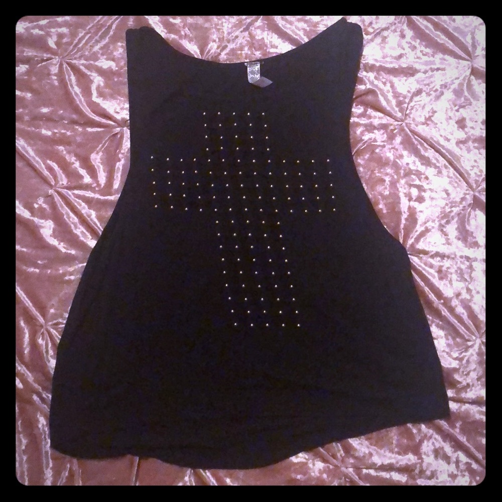 Black cross stud shirt